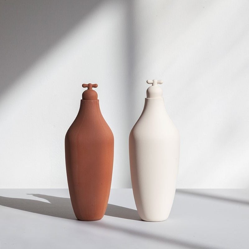 tap water carafe by lotte de raadt setting image by vij5 terracotta white